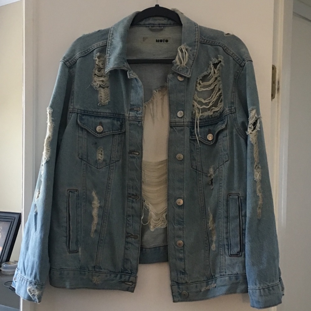 Topshop Distressed Jean Jacket